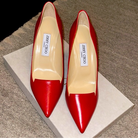 Jimmy Choo Shoes - Authentic Jimmy Choo Alia Red Leather Pump 3.5 inches